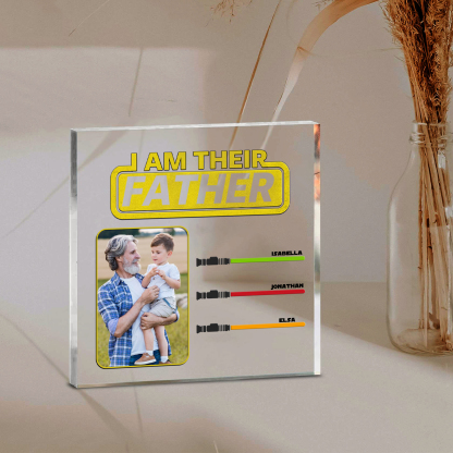 3 Names - Personalised Custom Name & Photo Acrylic Ornament - I AM THEIR FATHER- Father's Day Gift for Dad