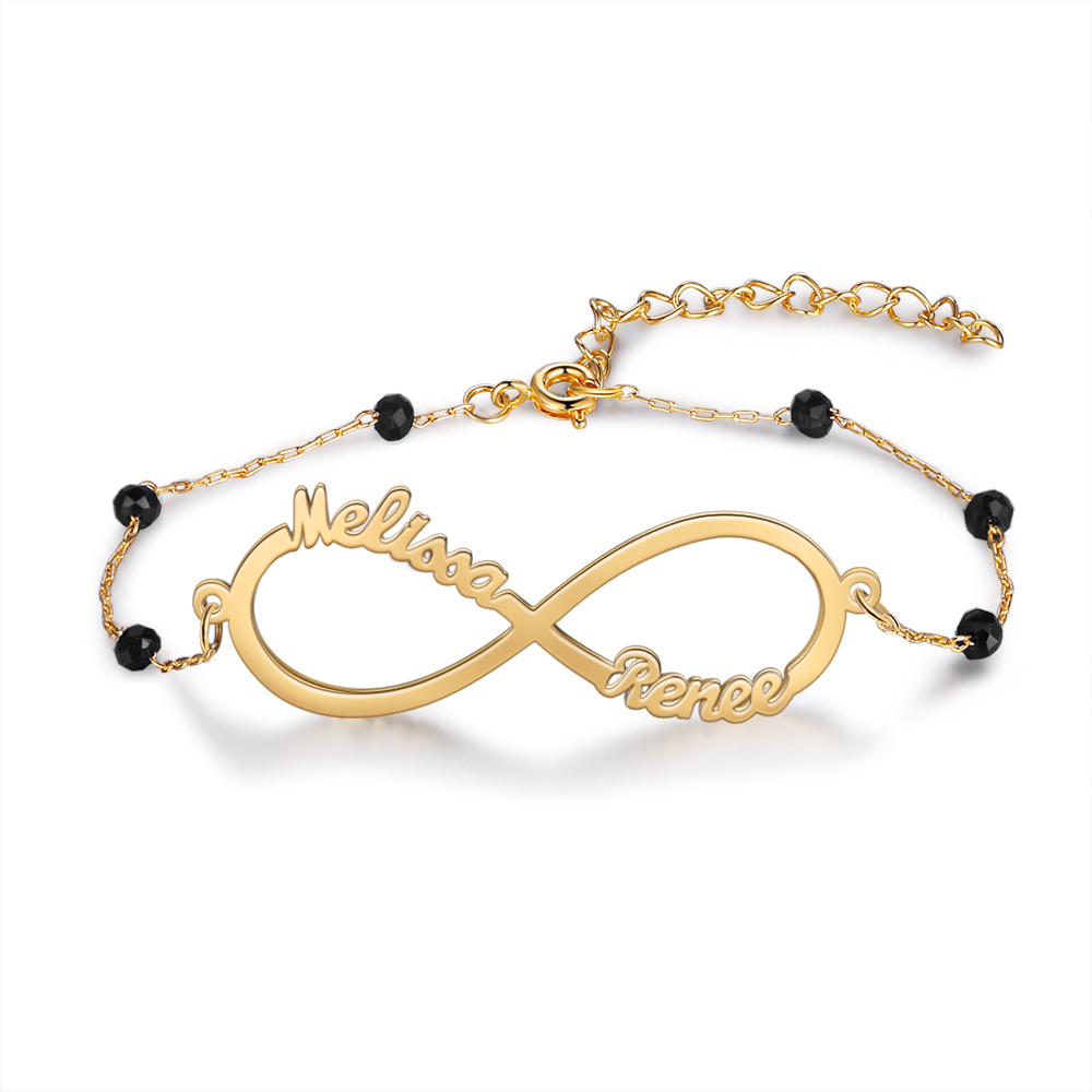 Personalised Infinity Bracelet Custom 2 Names Bracelet Gift For Women