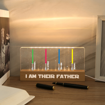 Personalised Star Wars Logo Father's Day Gift - I'm Their Dad - Table Lamp with 4 Names