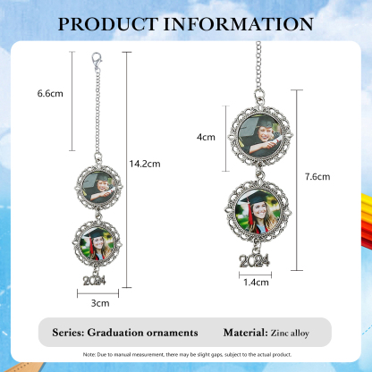 2024 Graduation Gifts - Personalised 2 Photo Pendant Graduation Gift for Him/Her