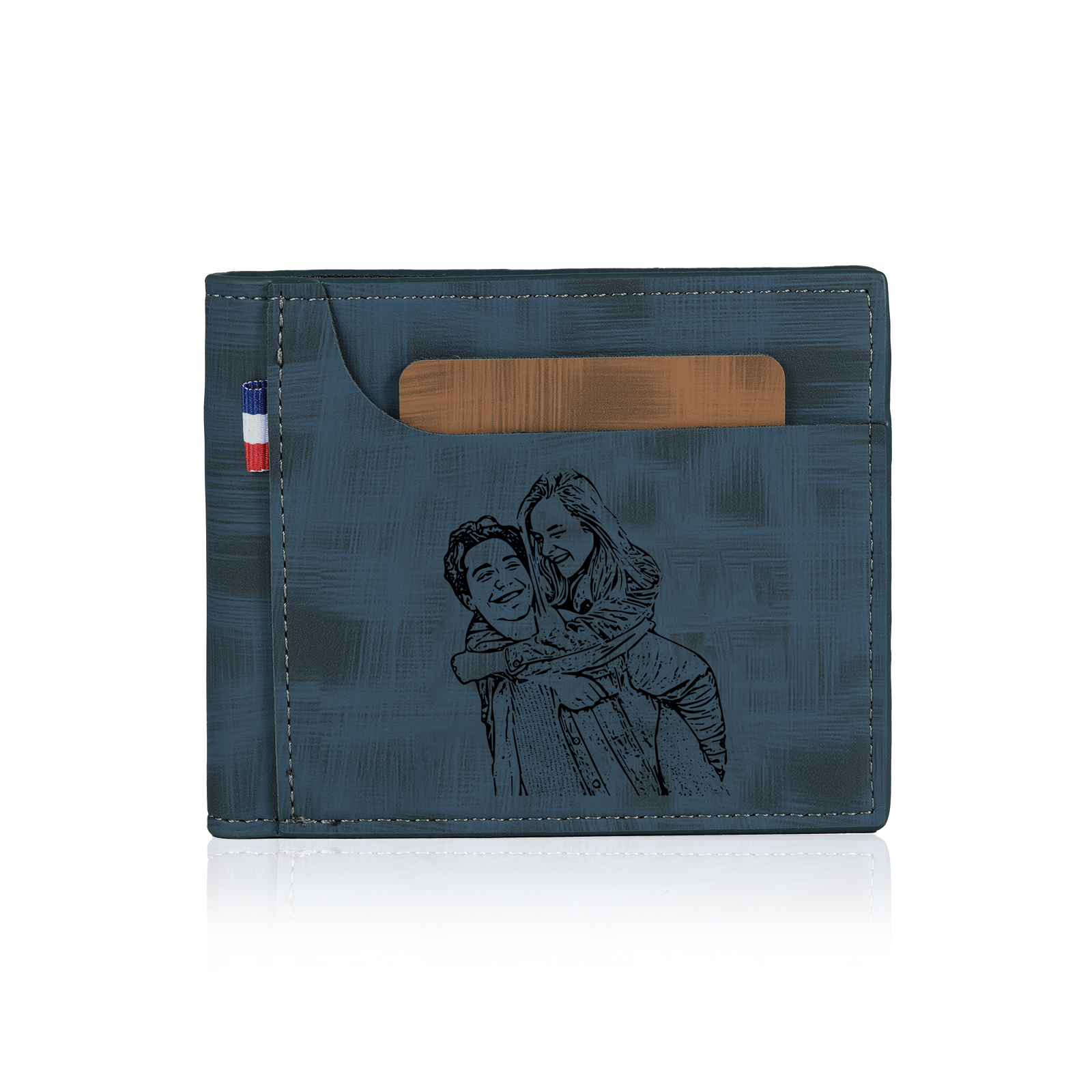 Personalized Custom Photo Leather Men's Wallet Custom Name Folding Wallet for Dad