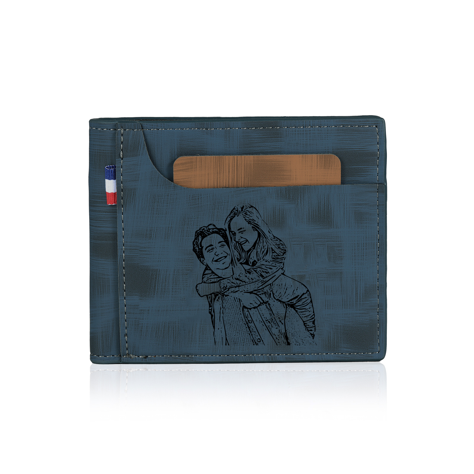 Personalized Custom Photo Leather Men's Wallet Custom Name Folding Wallet for Dad