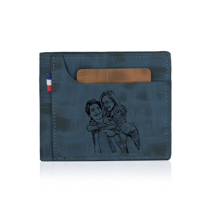 Personalized Custom Photo Leather Men's Wallet Custom Name Folding Wallet for Dad