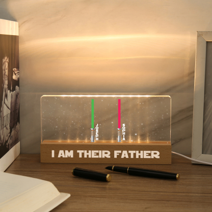 Personalised Star Wars Logo Father's Day Gift - I'm Their Dad - Table Lamp with 2 Names