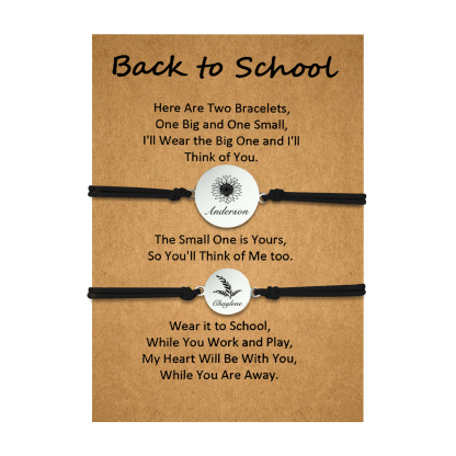 2 PCS Customized 2 Names Dandelion Pattern Elastic Stainless Steel Bracelet Back-To-School Gift For Daughter