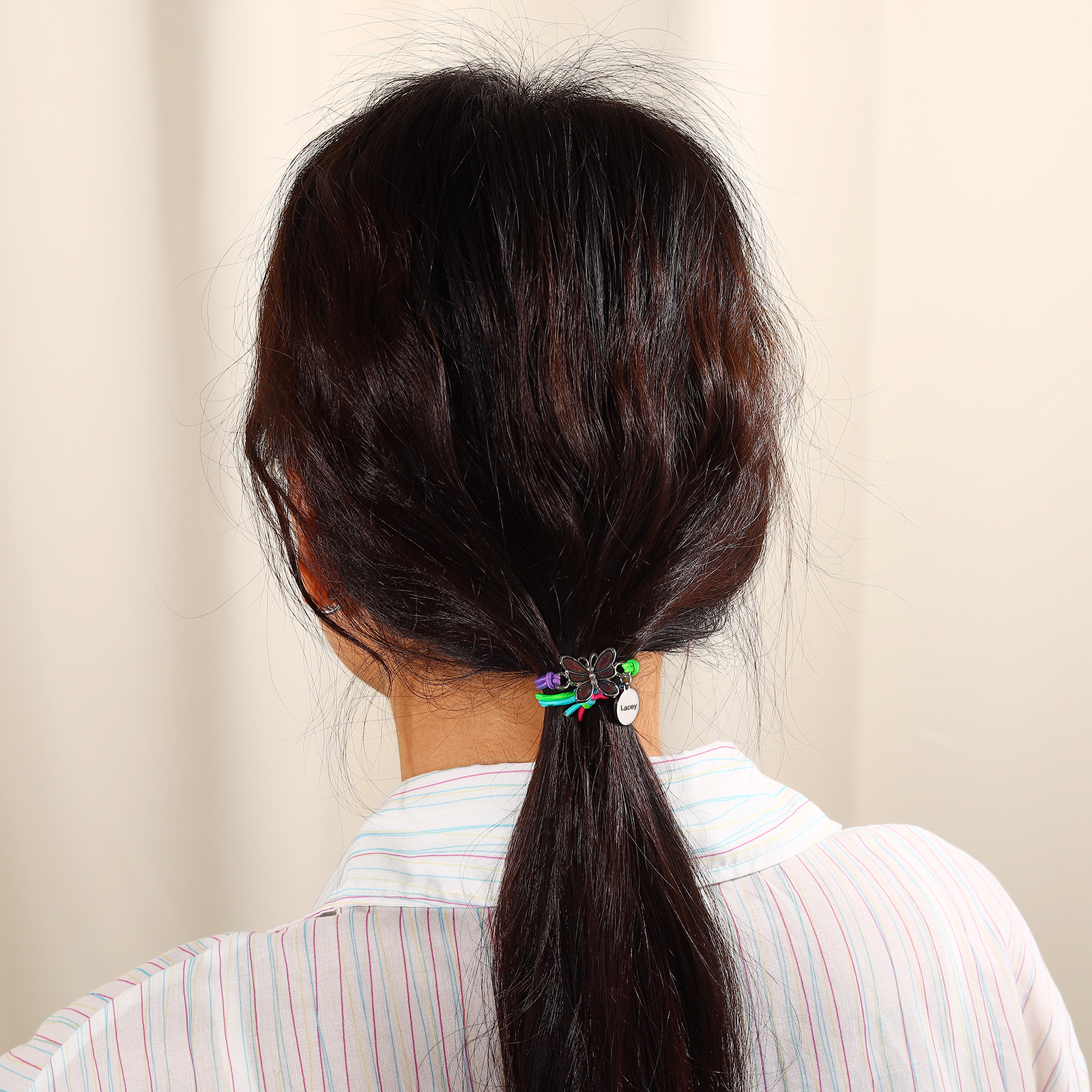 2 Pcs Personalized Name Color Changing Bracelets Cute Cartoon Animal Butterfly Stretch Bracelet Set Back to School Gift for Girls