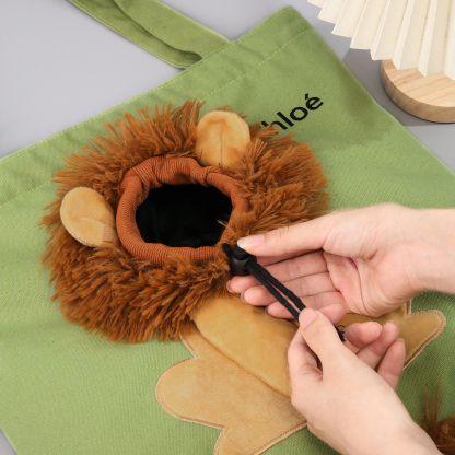Personalised Name Cat Carrier Bag Cute Lion-Shaped Cat Carrying Bag Large Capacity Cat Canvas Tote Bag For Small Animals Dogs Cats