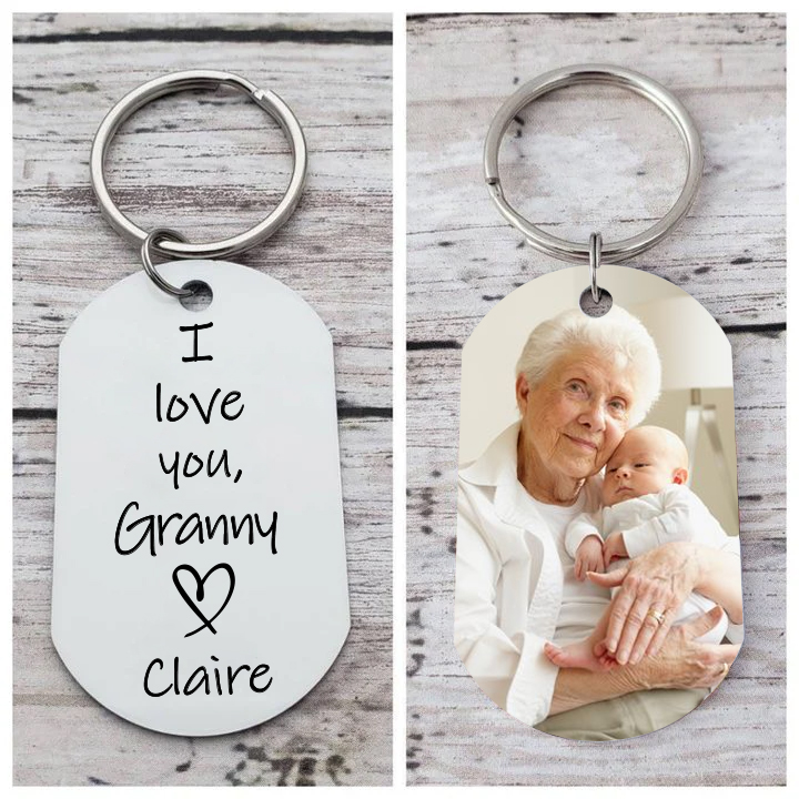 Personalised Granny Photo Keyring Gift-I Love You, Granny-Custom