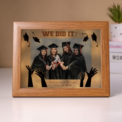 2024 Graduation Gift - Personalised Year & Photo & Text Wood Frame Night Light LED Night Light Gift for Her/Him