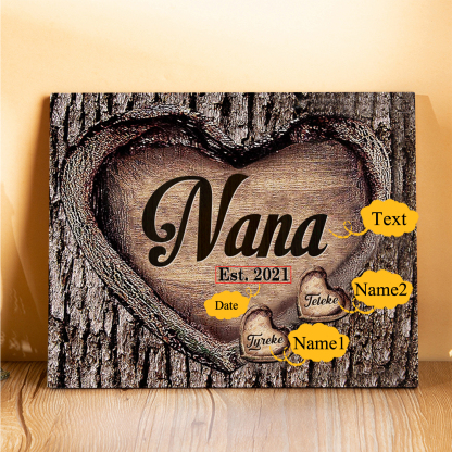 2 Names-Nan/Nana/Nanny/Grandma/Mam/Mum Personalised Name Wooden Ornament Custom Text And Date Home Decoration for Family
