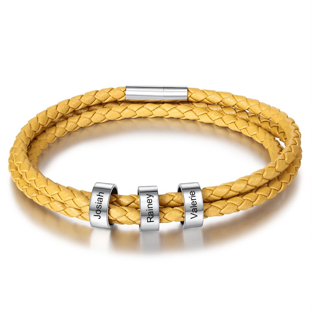 Custom 3 Beads Men's Bracelet For Him Best Gift For Dad