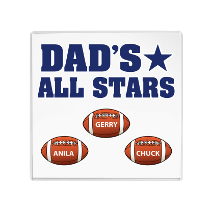 3 Names - Personalised Football Acrylic Keepsake Customized Name Acrylic Plaque Decoration Father's Day Gift for Dad