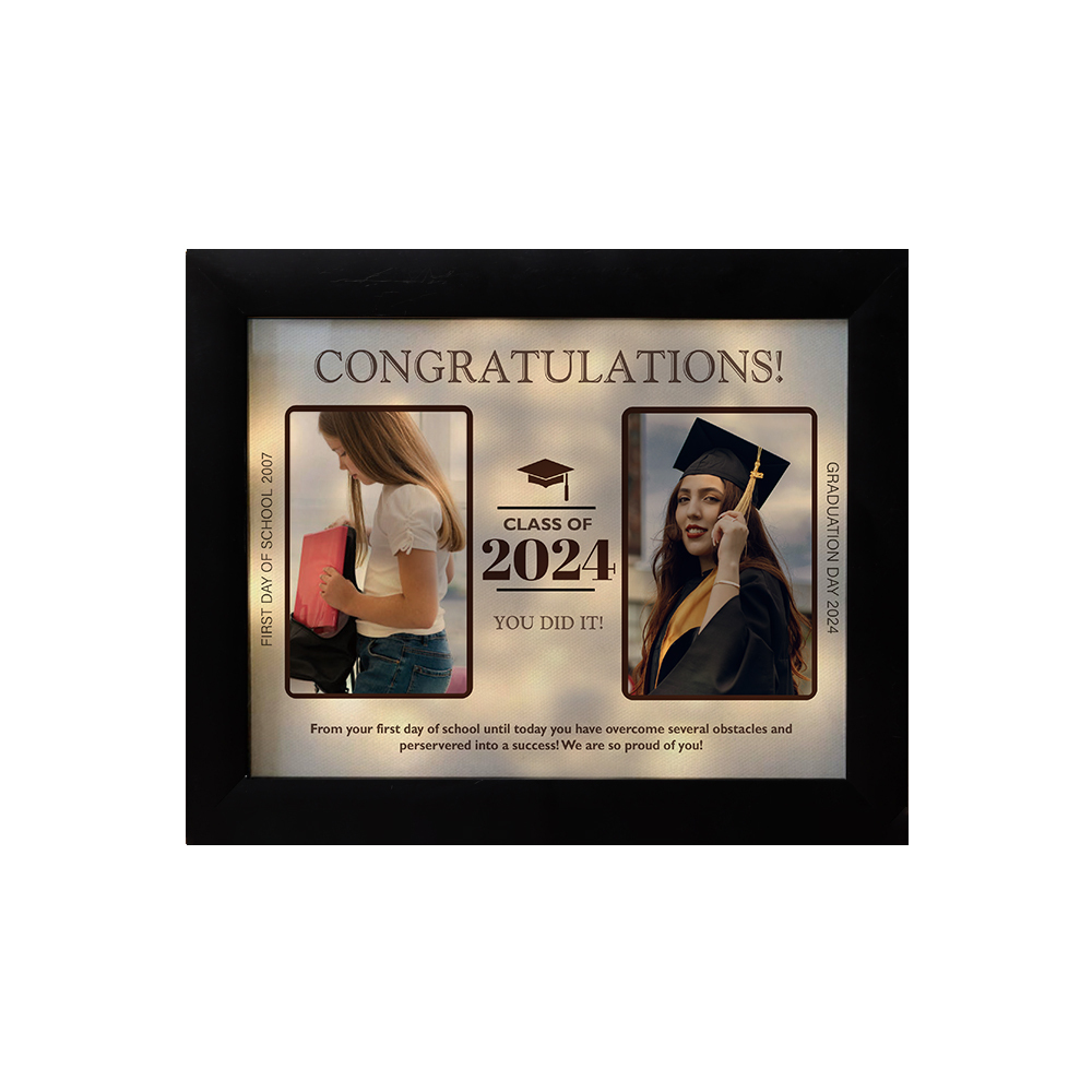 2024 Graduation Gift - Personalised 3 Year & 2 Photo & 1 Text Frame Night Light LED Night Light Gift for Her/Him