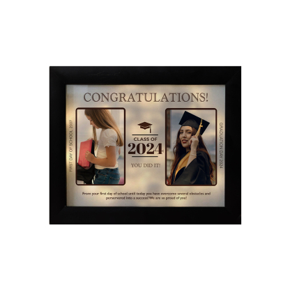 2024 Graduation Gift - Personalised 3 Year & 2 Photo & 1 Text Frame Night Light LED Night Light Gift for Her/Him