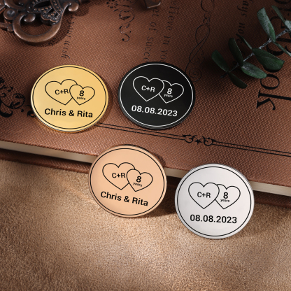 2 PCS Personalized Name Stainless Steel Couple Coin Custom Anniversary Special Gift