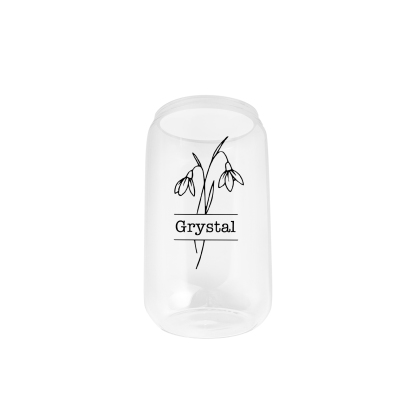 2024 Graduation Gift - Personalised Name and Birth Flower Glass with Glass Straw