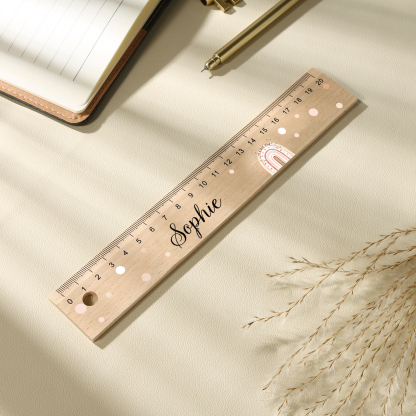 Cute Animal Personalised School Wooden Ruler With Engraved Children's Name - Back to School Suppler Gift for Kids