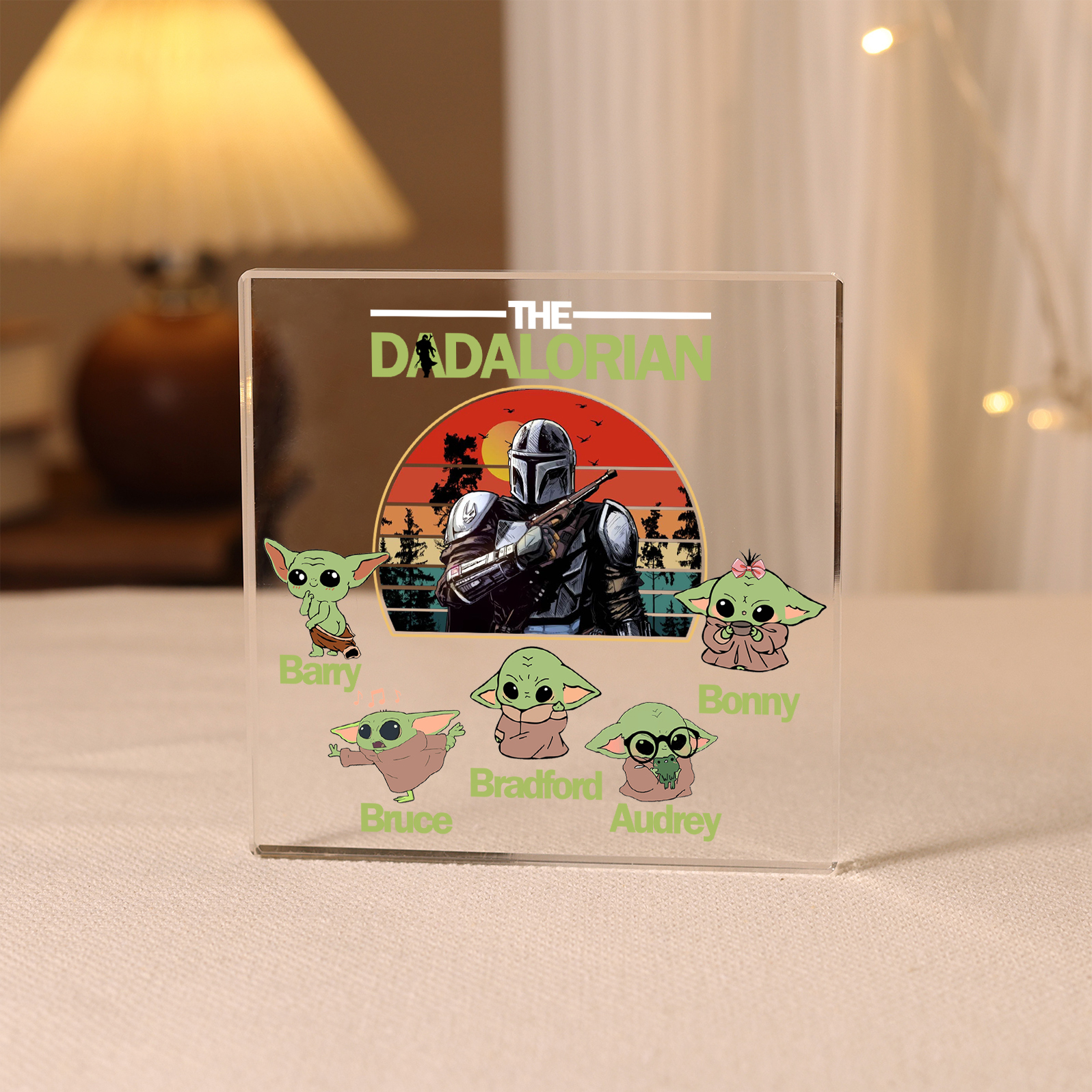 5 Names - Personalised Dadalorians Pattern Custom Name Acrylic Ornament Father's Day Gift