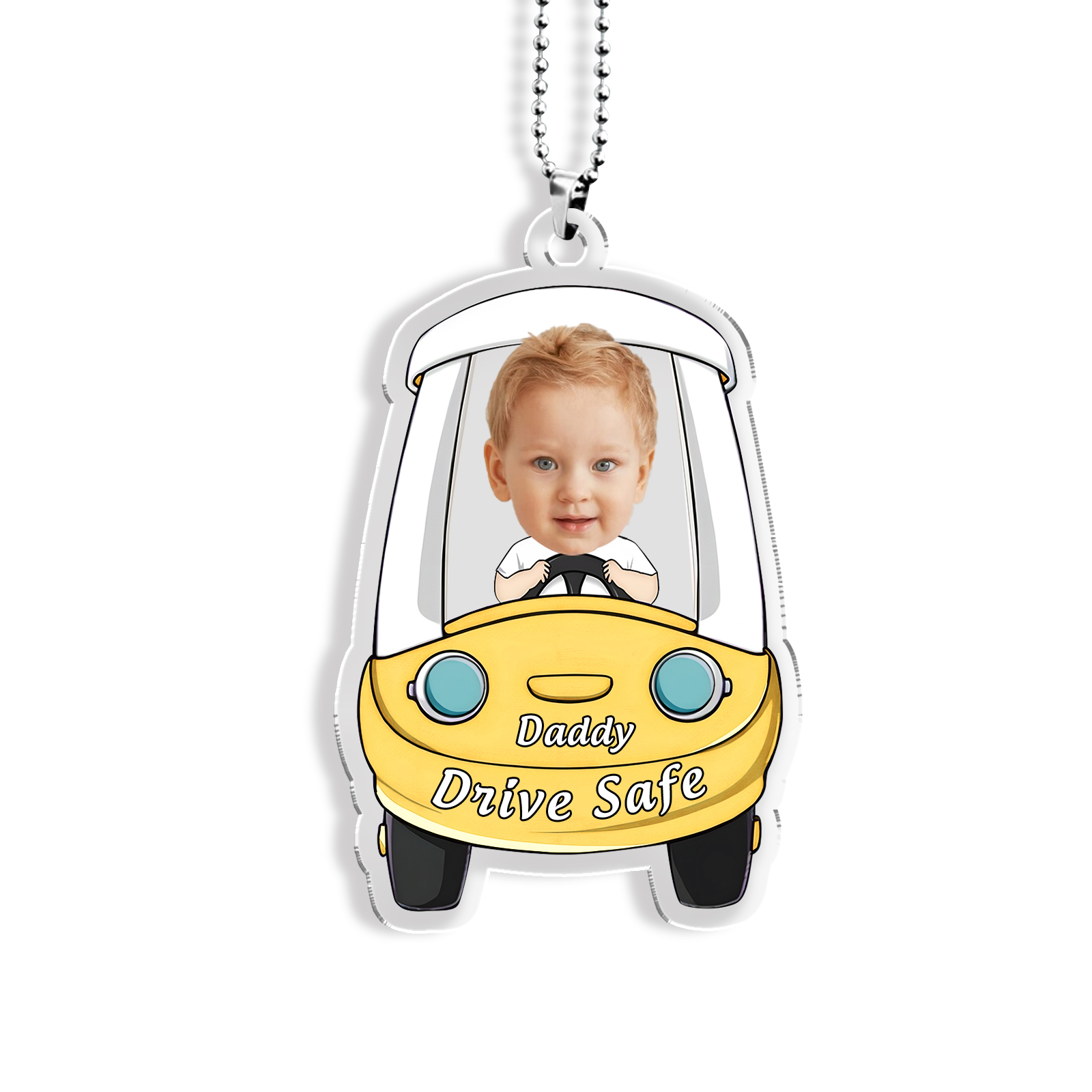 Acrylic Keyring/Decoration Personalised Photo, Name And Text Driving Pattern Pendant For Dad