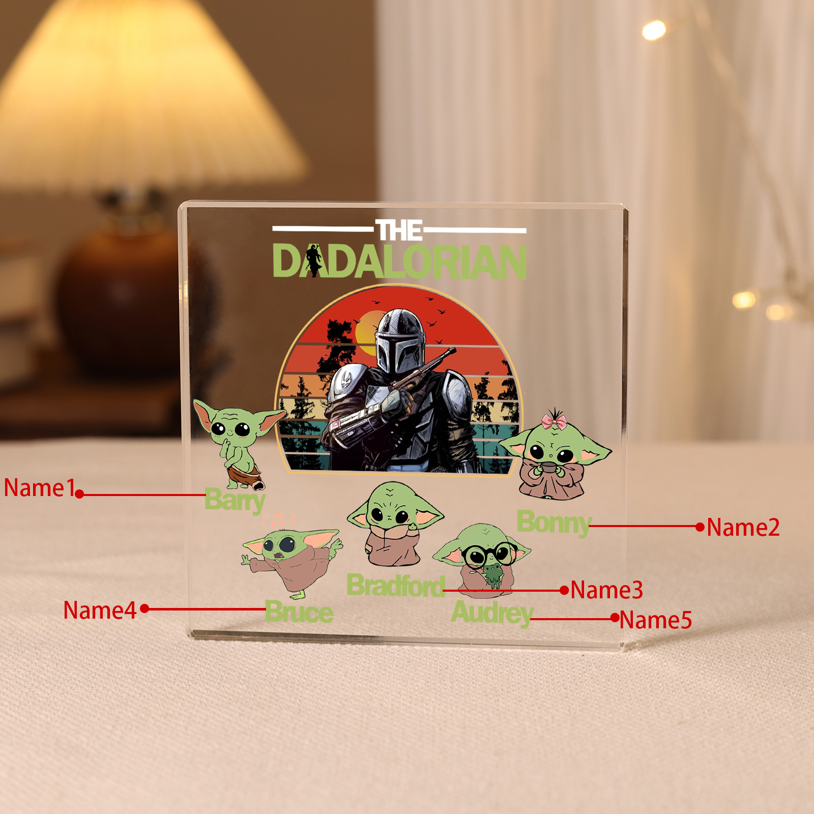 5 Names - Personalised Dadalorians Pattern Custom Name Acrylic Ornament Father's Day Gift