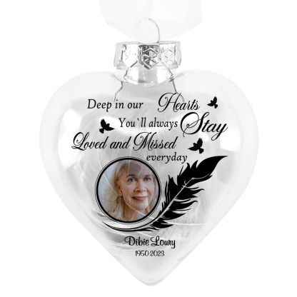 Personalised Memorial Heart Christmas Ornaments with Photo and Name To Commemorate Deceased Loved Ones Pendant | Jessmade