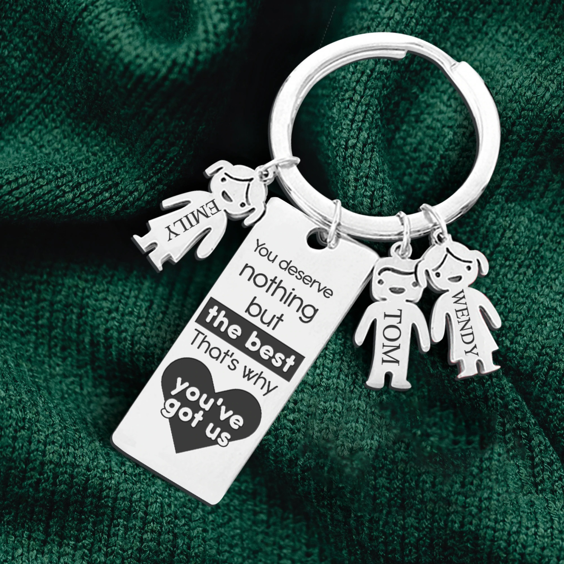 Custom Engraved 3 Children's Names Personalised Keyrings With Kids Charm - Mother's Day Gify for Mum