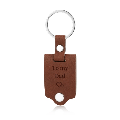 Personalised Text & Photo Men's Leather Keyring - Drive Safely - For Dad