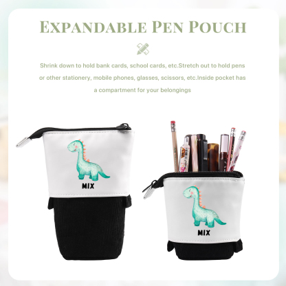 Personalised Pencil Case Custom Name & Dinosaur Pattern Pen Pouch Back To School Gift for Boys Girls
