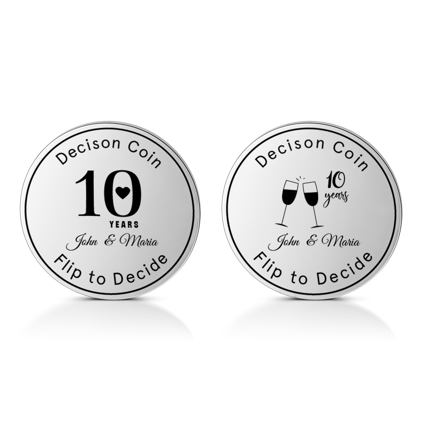 2 PCS Personalized Name Stainless Steel Commemorative Coin Custom Anniversary Special Gift
