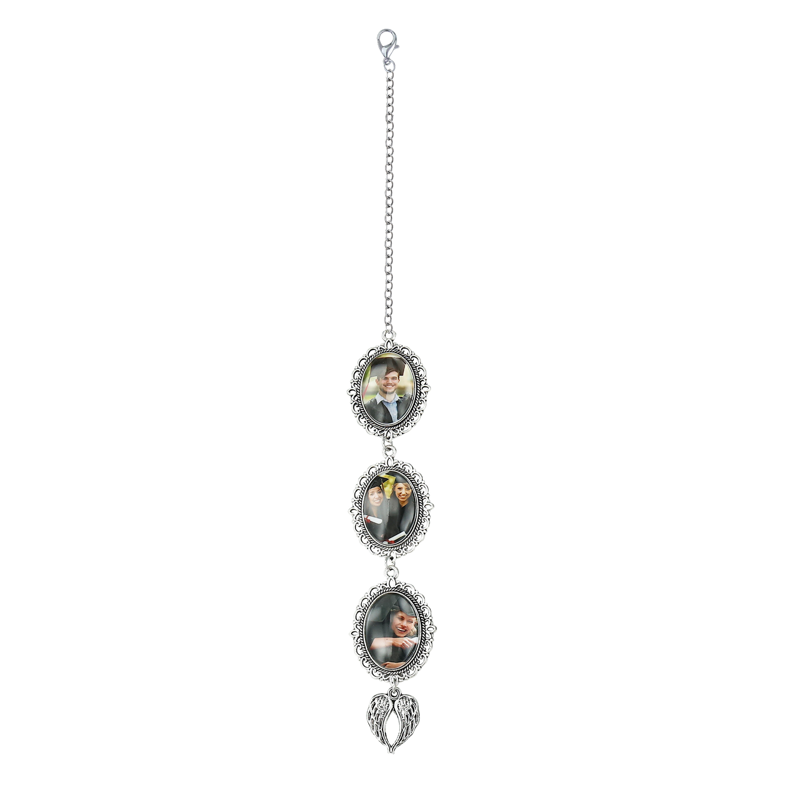 Personalised Custom 3 Photo Angel Wings Pendant, a Special Graduation Gift for Him