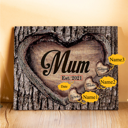 3 Names-Personalised Mum Wooden Ornament Custom Names Home Decoration  - Mother's Day Gift For Mum