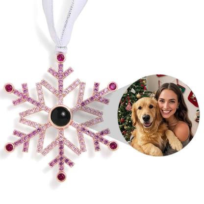 Personalised Photo Projection Blue/Pink Snowflake Christmas Ornament - Christmas Tree Pendant | Jessemade