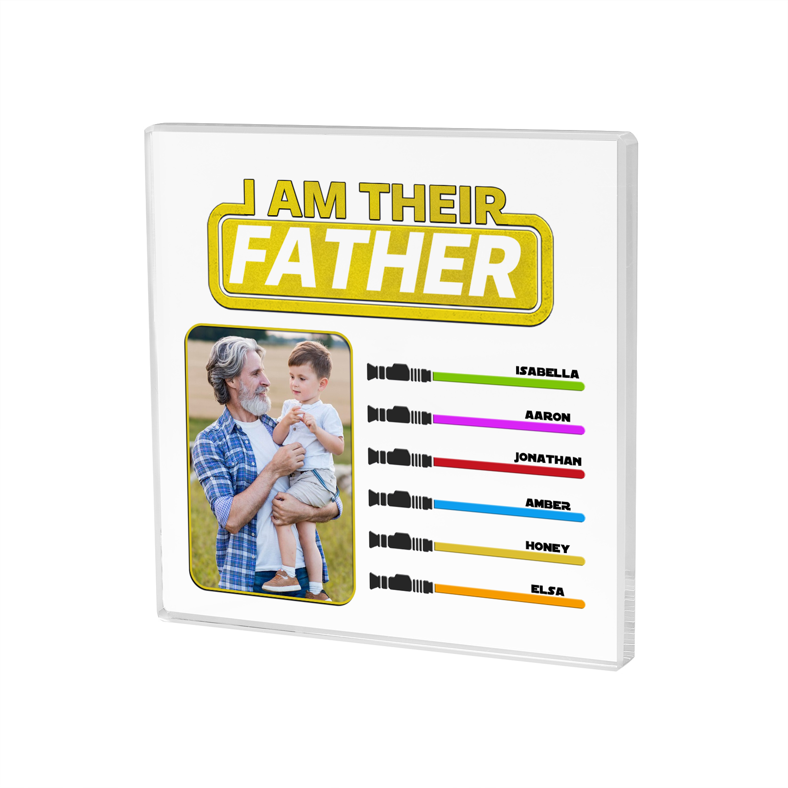 6 Names - Personalised Custom Name & Photo Acrylic Ornament - I AM THEIR FATHER- Father's Day Gift for Dad