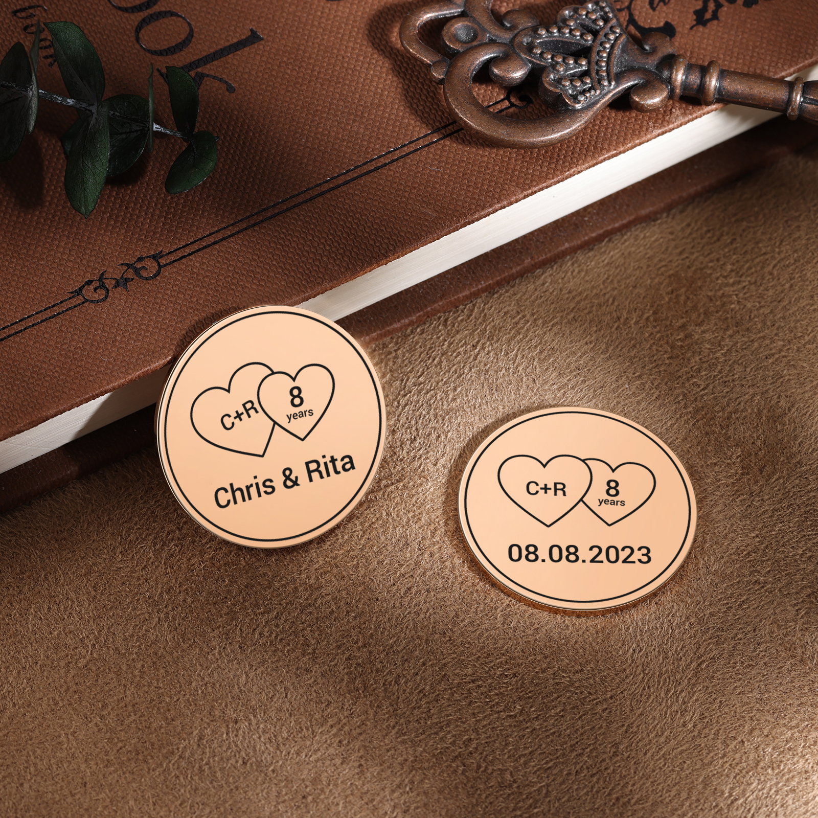 2 PCS Personalized Name Stainless Steel Couple Coin Custom Anniversary Special Gift