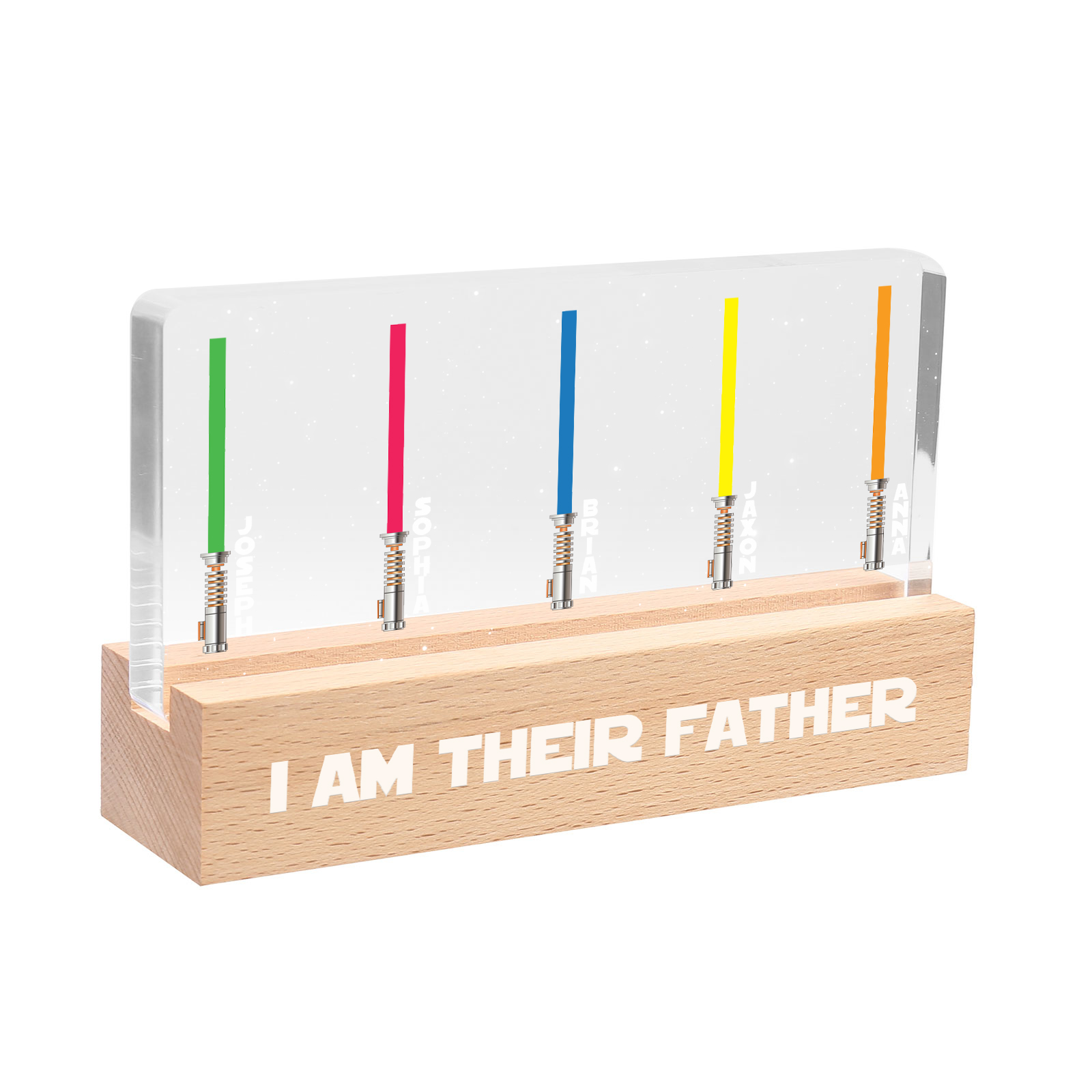 Personalised Star Wars Logo Father's Day Gift - I'm Their Dad - Table Lamp with 5 Names
