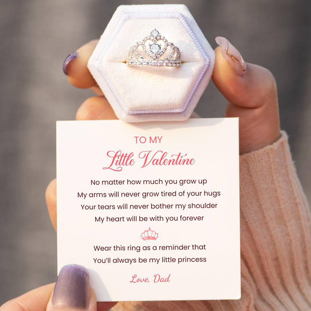 Dad To Daughter, No matter how much you grow up, Princess Crown Ring With Card, Gifts For Her