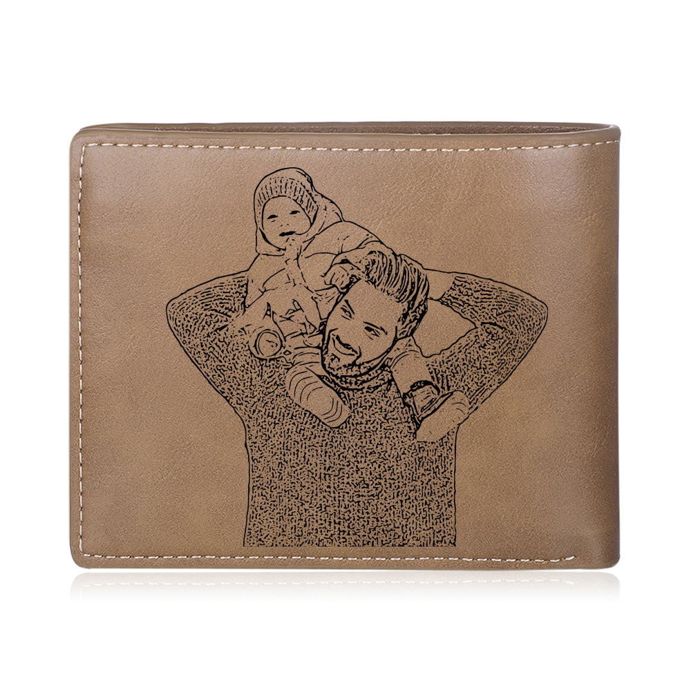 5 Names-Personalised Doll Customized Leather Men's Wallet Customized Name Folding Wallet With Gift Box for Dad