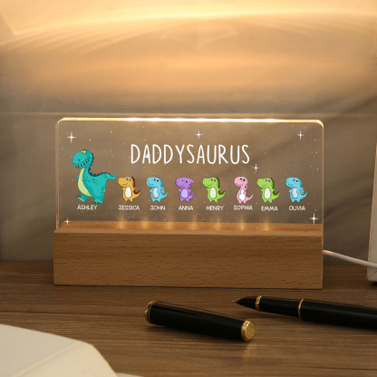 8 Names - Personalised Cute Dinosaur Pattern Beautiful Table Lamp Father's Day Gift for Dad