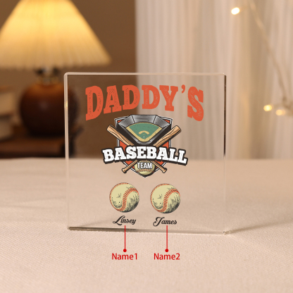 2 Names - Personalised Baseball Acrylic Keepsake Customized Name Acrylic Plaque Decoration Father's Day Gift for Dad