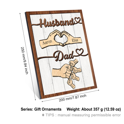 6 Names - Personalised Fist Bump Home Wooden Decor Father's Day Gift for Dad