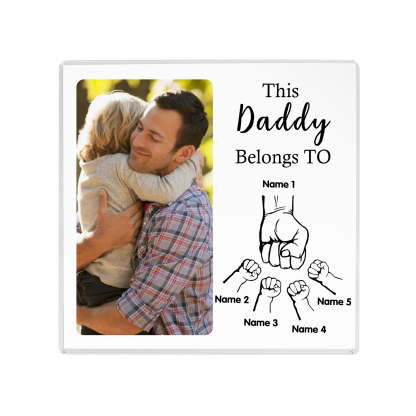 5 Names-Personalised Dad Photo Fist Acrylic Keepsake-Custom Text, Photo, and Names-Acrylic Plaque Home Decoration Gift for Dad/Grandad