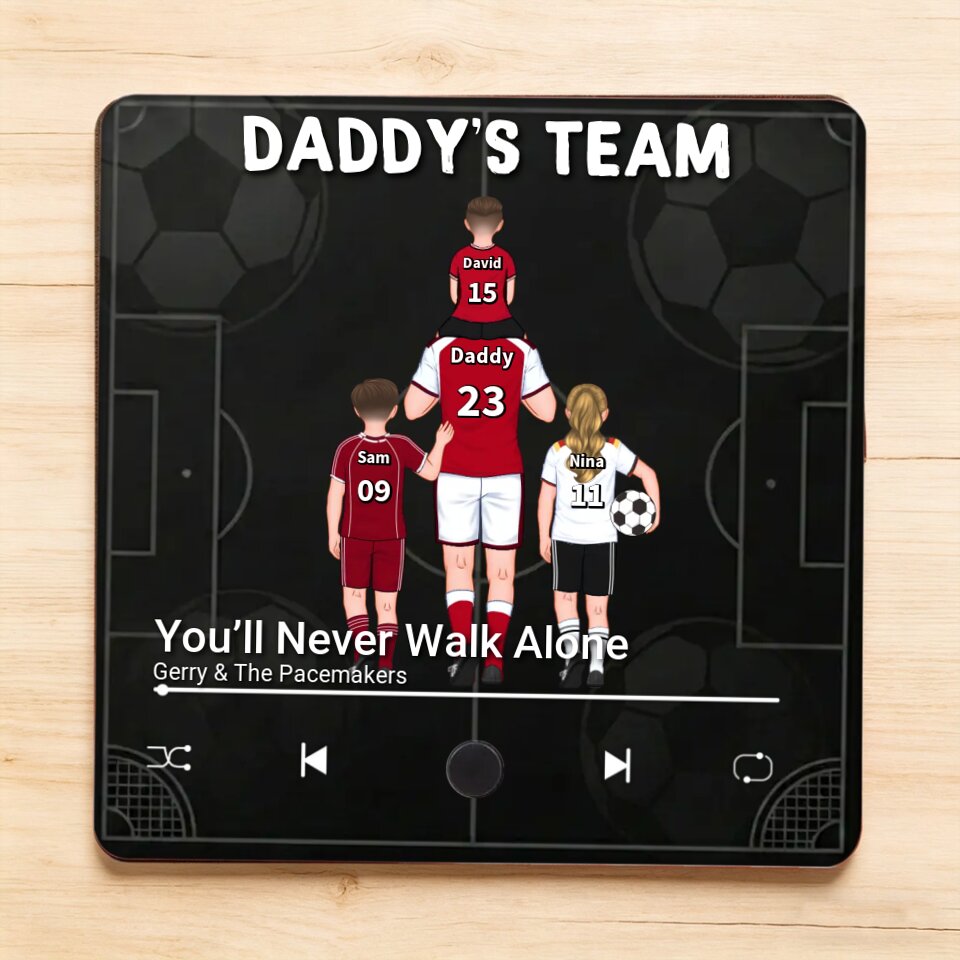 Personalised Musical Fridge Magnet for Dad – Football Fridge Magnet with 1 to 8 Children