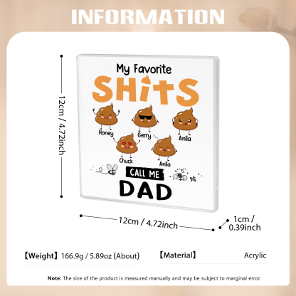 5 Names - Personalised Monster and Shit Style Custom Name Acrylic Ornament Father's Day Gift for Dad