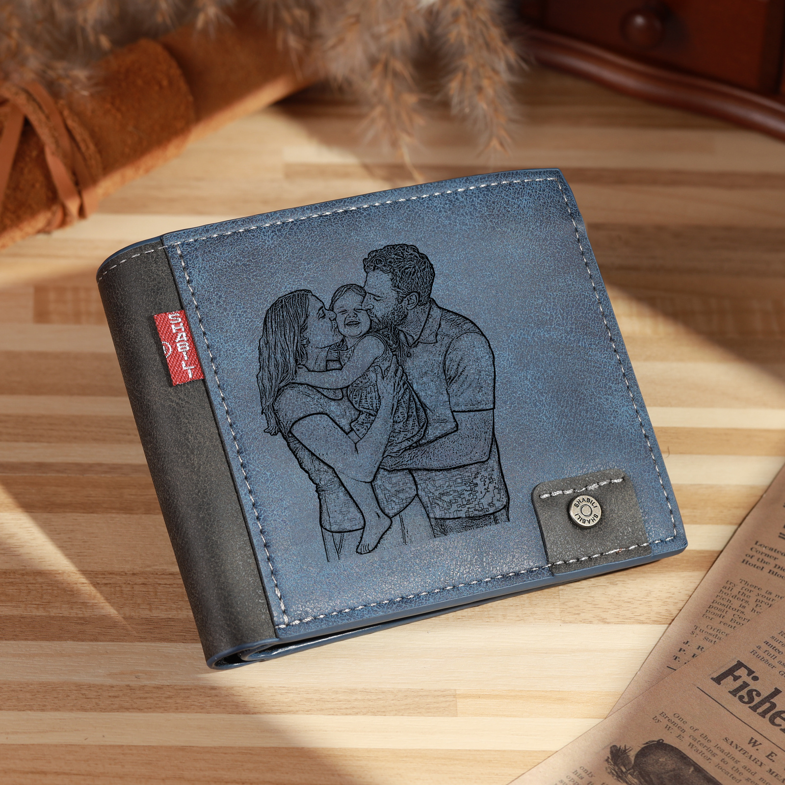 Personalised Men’s Wallet Made From Genuine Leather With an Engraved Photo and Name