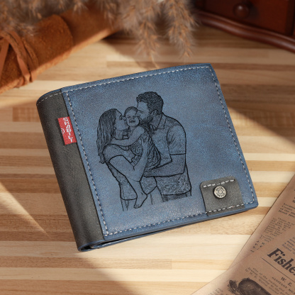 Personalised Men’s Wallet Made From Genuine Leather With an Engraved Photo and Name
