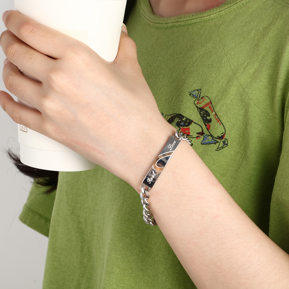 Personalised Text Couple Bracelets for Women Men Jewelry Matching Set