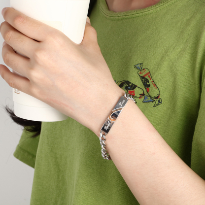 Personalised Text Couple Bracelets for Women Men Jewelry Matching Set