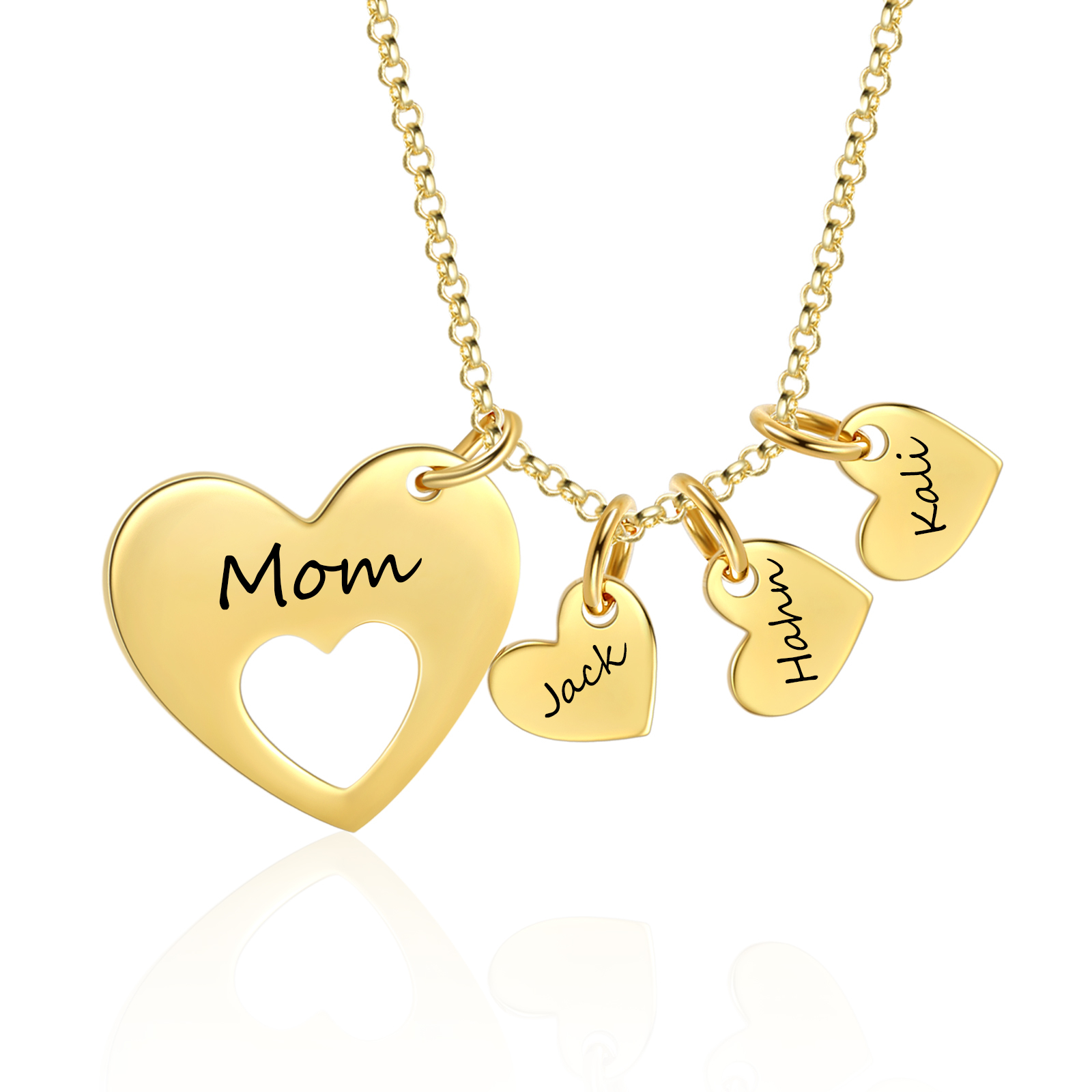 3 Names - Personalised Love Pendant Necklace with Gift Box Customized Name Gift for Her