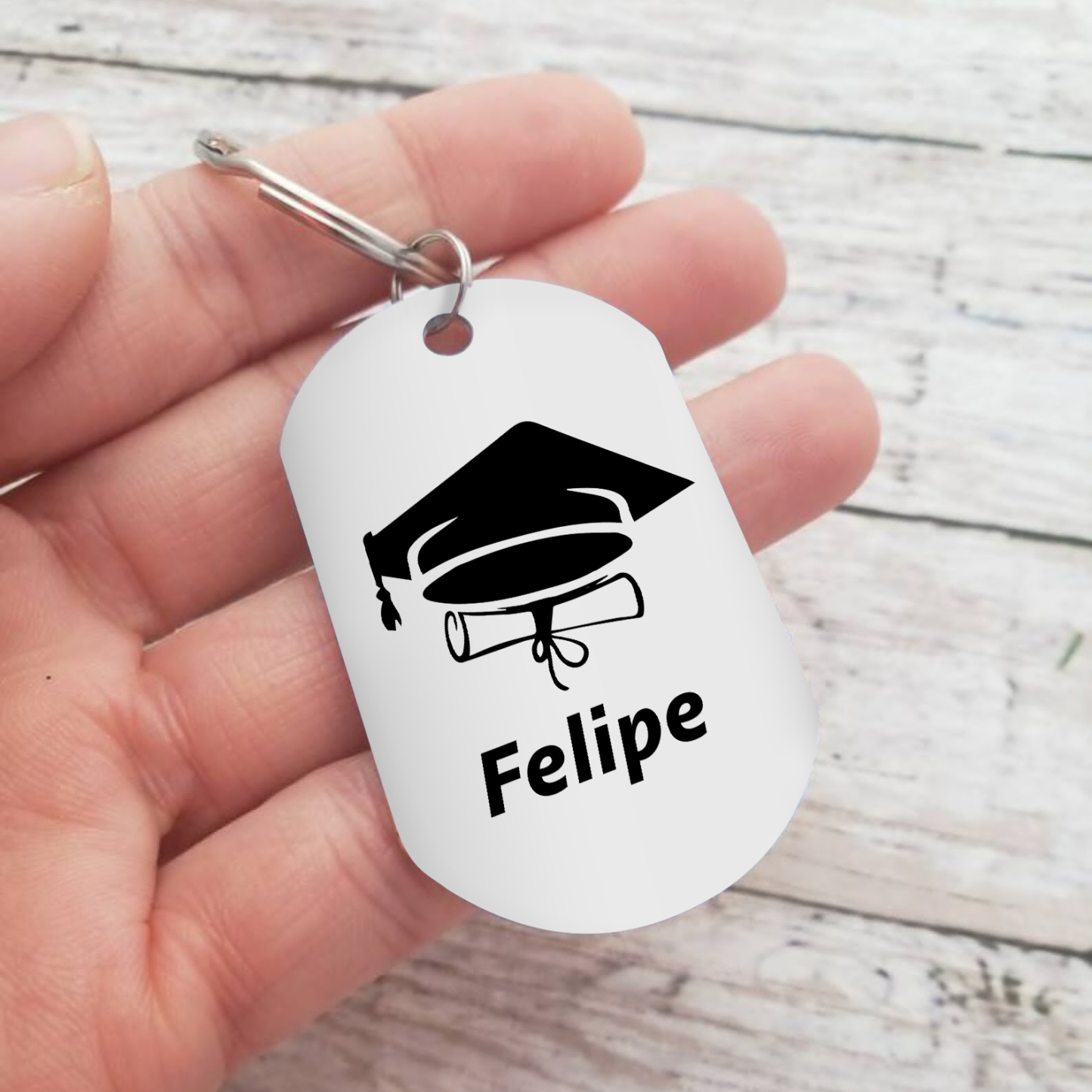 Personalised Name Military Keyring With Inspirational Text Graduation Gift For Her/Him