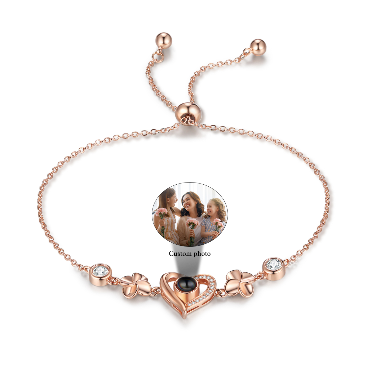 Heart Bracelet Projection of Stones 1 Personalised Photo